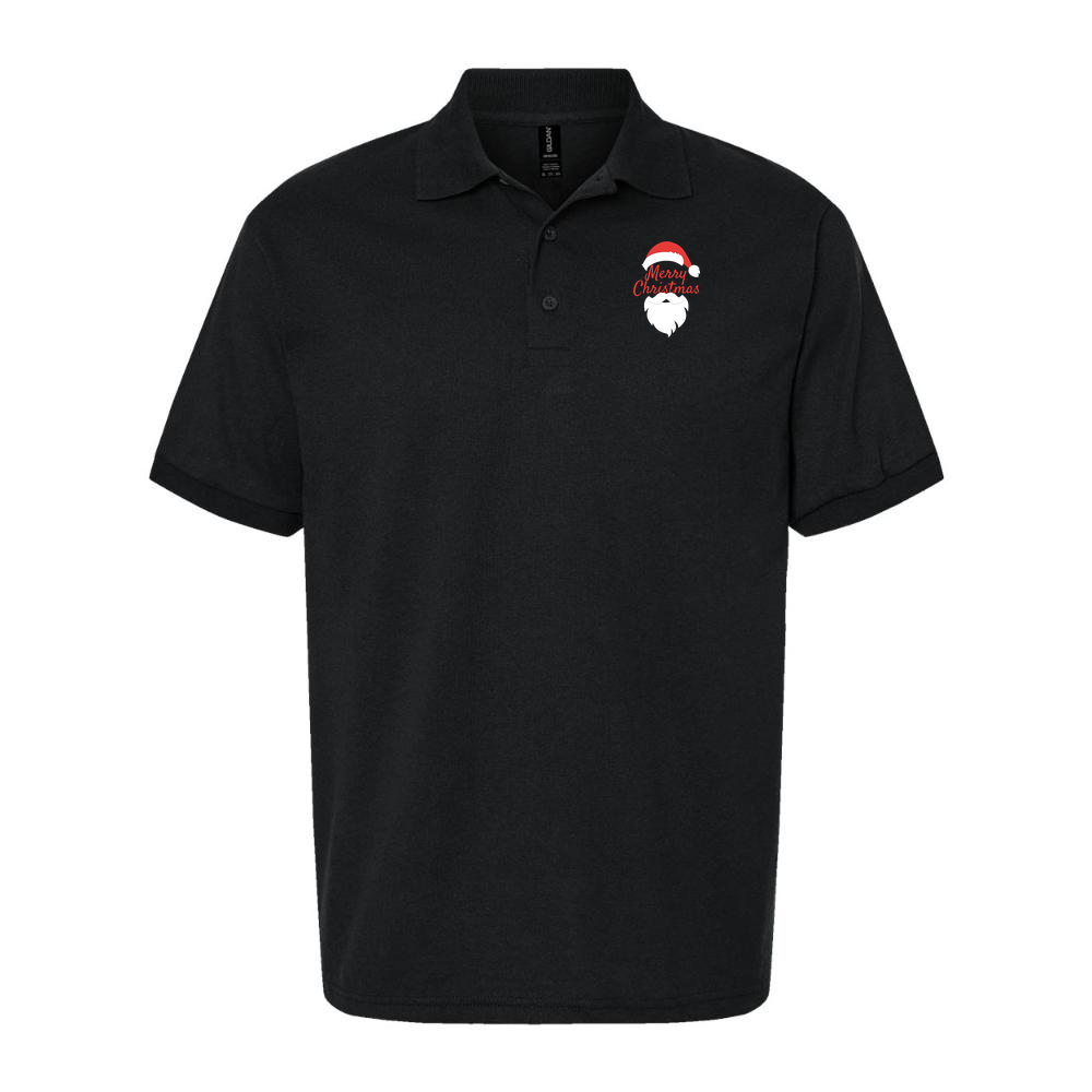 Men's Merry Christmas Santa Claus Dry Blend Polo - Black