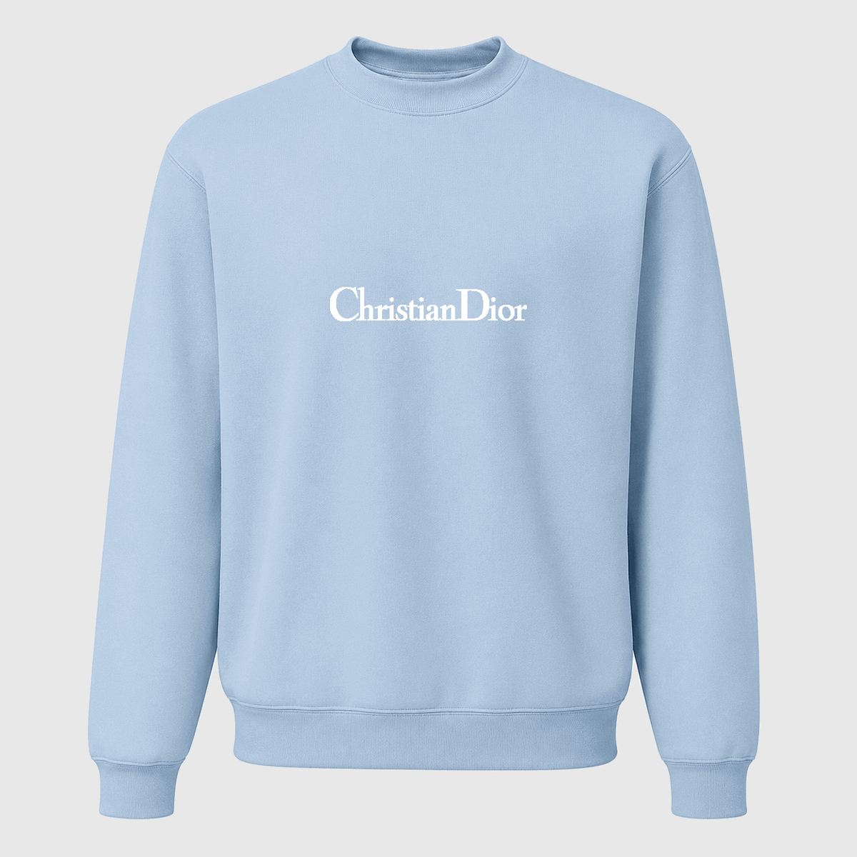 Men's Dior White Logo Crewneck Sweatshirt - Sky Blue
