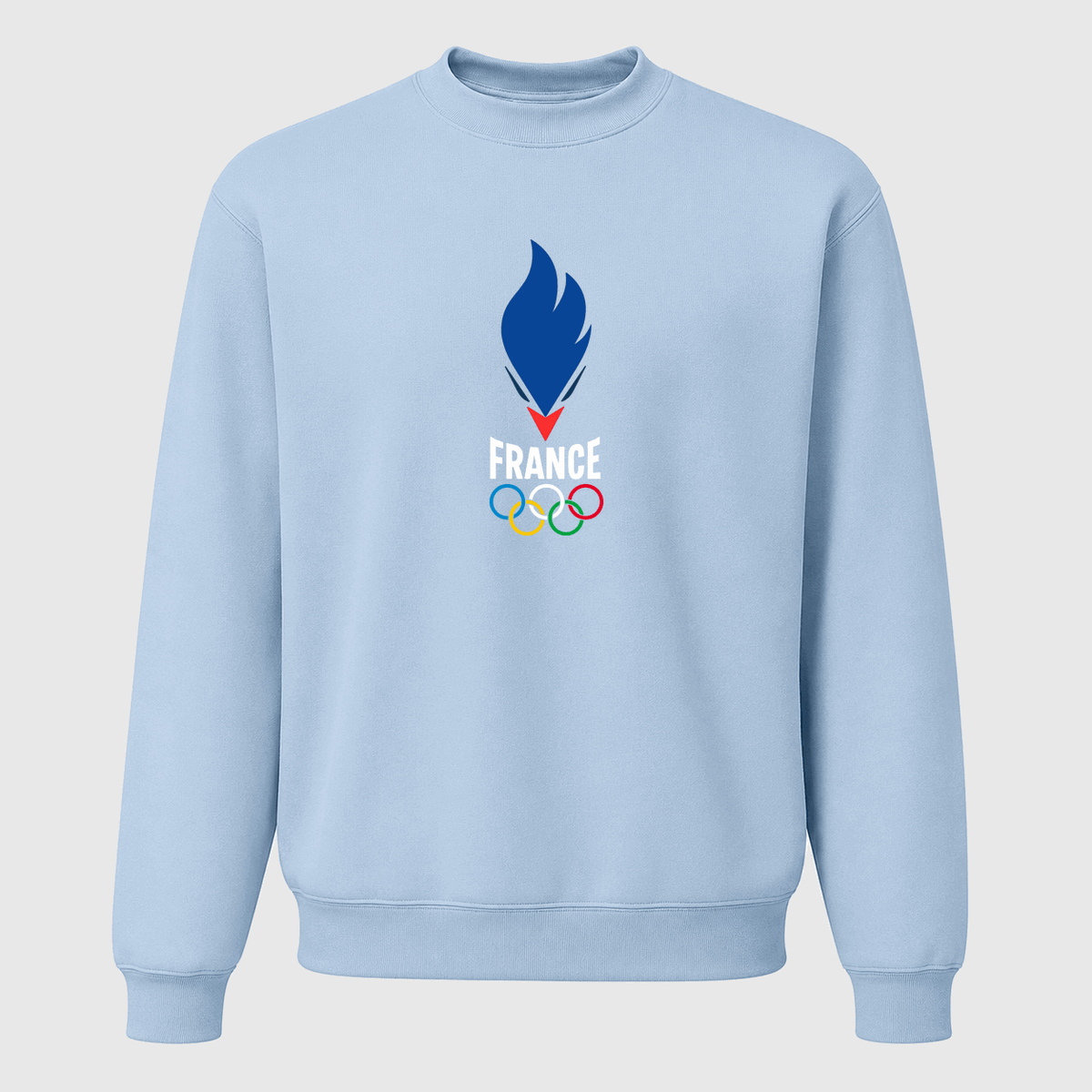 Men's France 2024 White Logo Crewneck Sweatshirt - Sky Blue