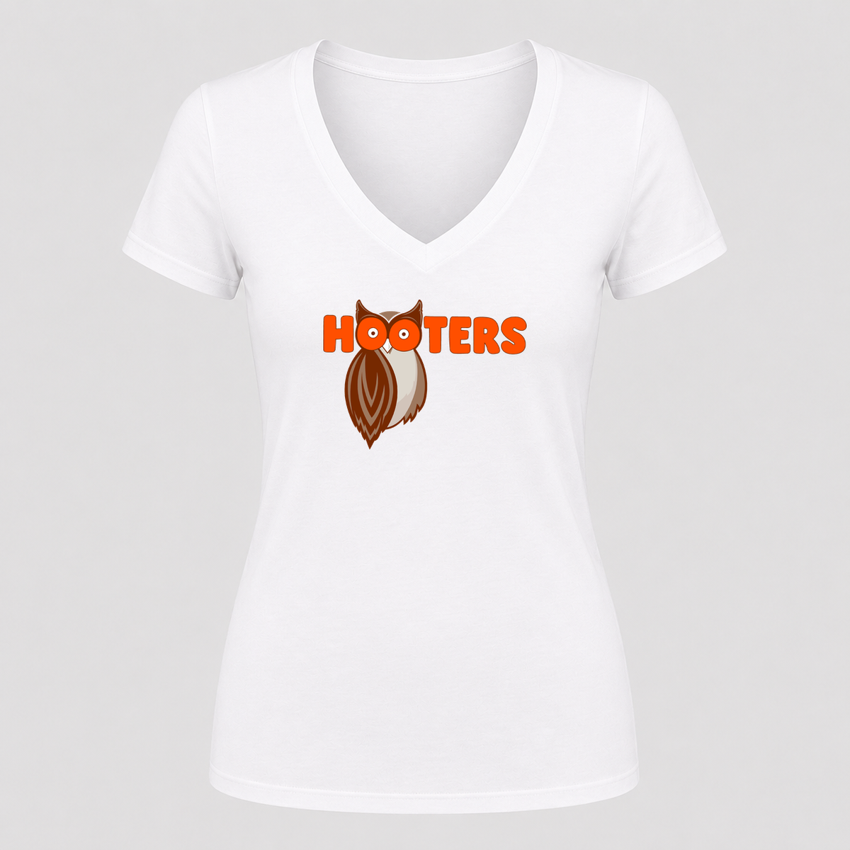 Women's Hooters V Neck T-Shirt in white