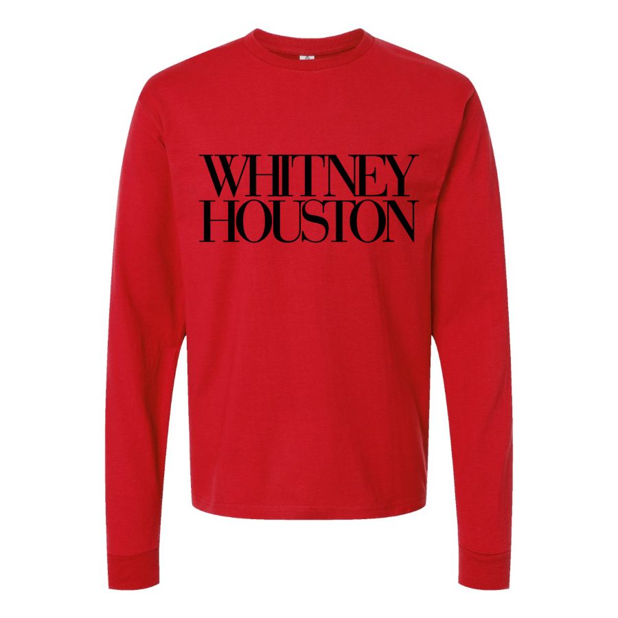 Men's Whitney-Houston-Logo Long sleeves Cotton Blend T-Shirt - Red