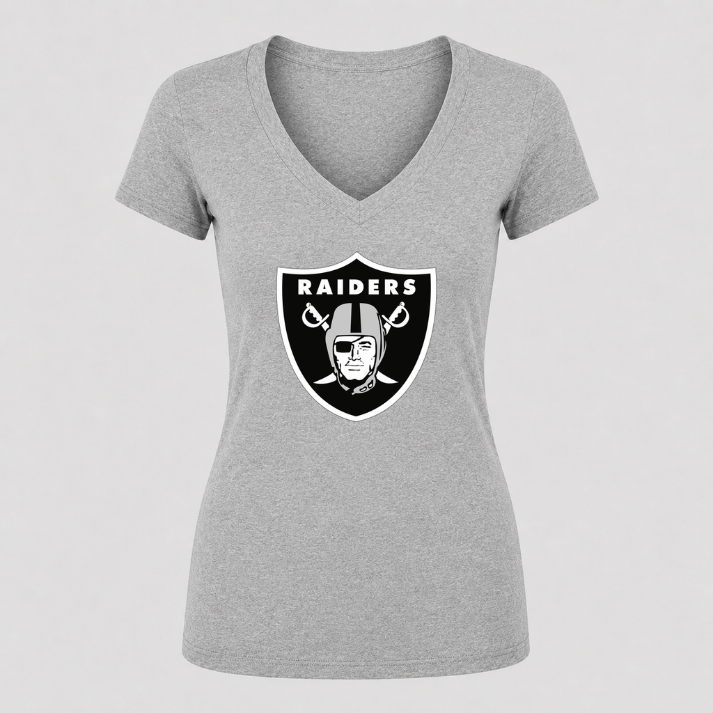 Women's Las Vegas Raiders V Neck T-Shirt in gray