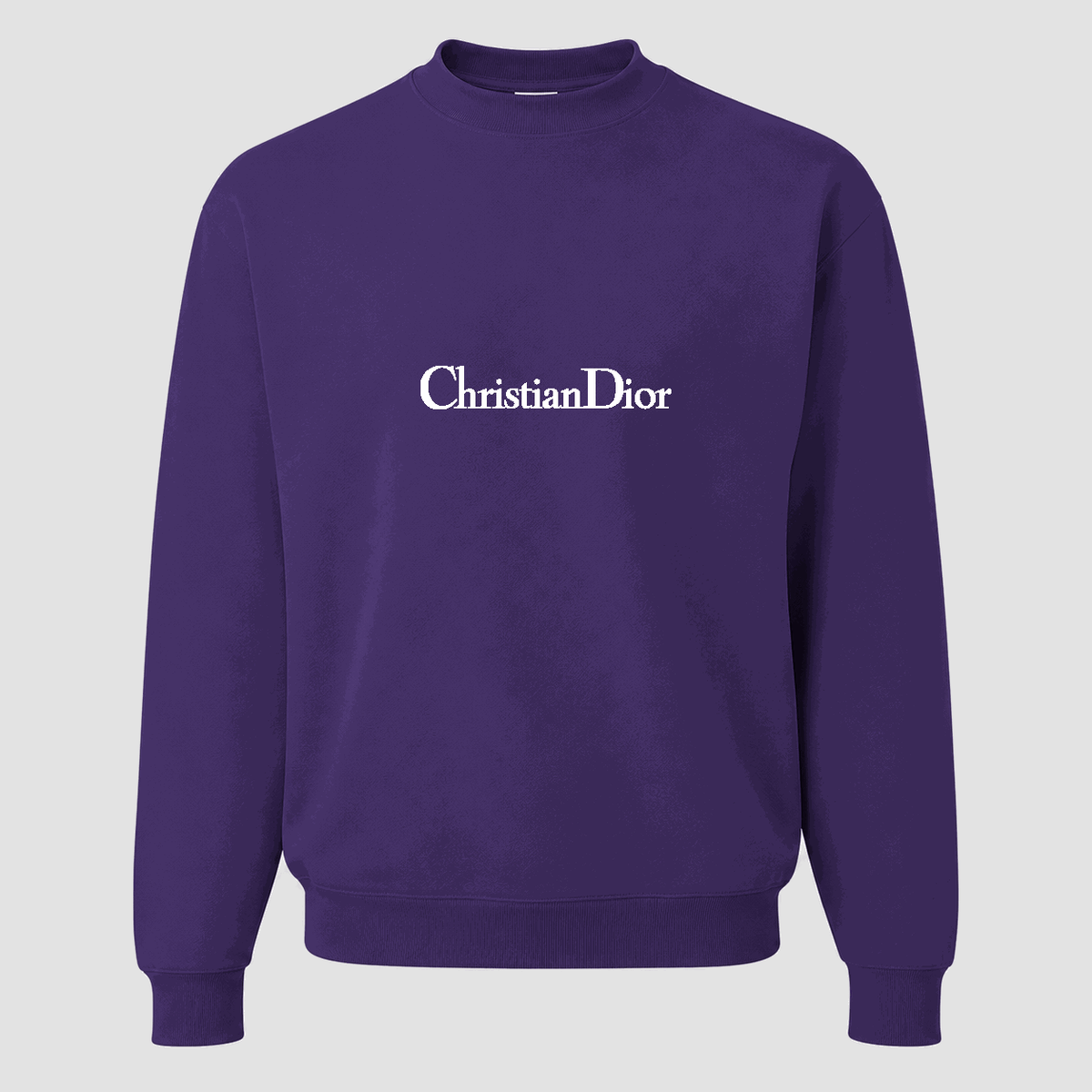 Men's Dior White Logo Crewneck Sweatshirt - Purple