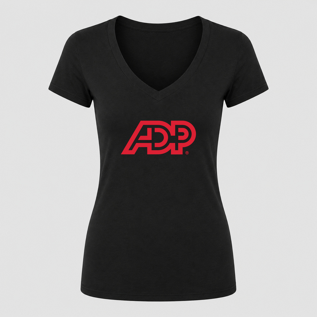 Women's ADP V Neck T-Shirt in black