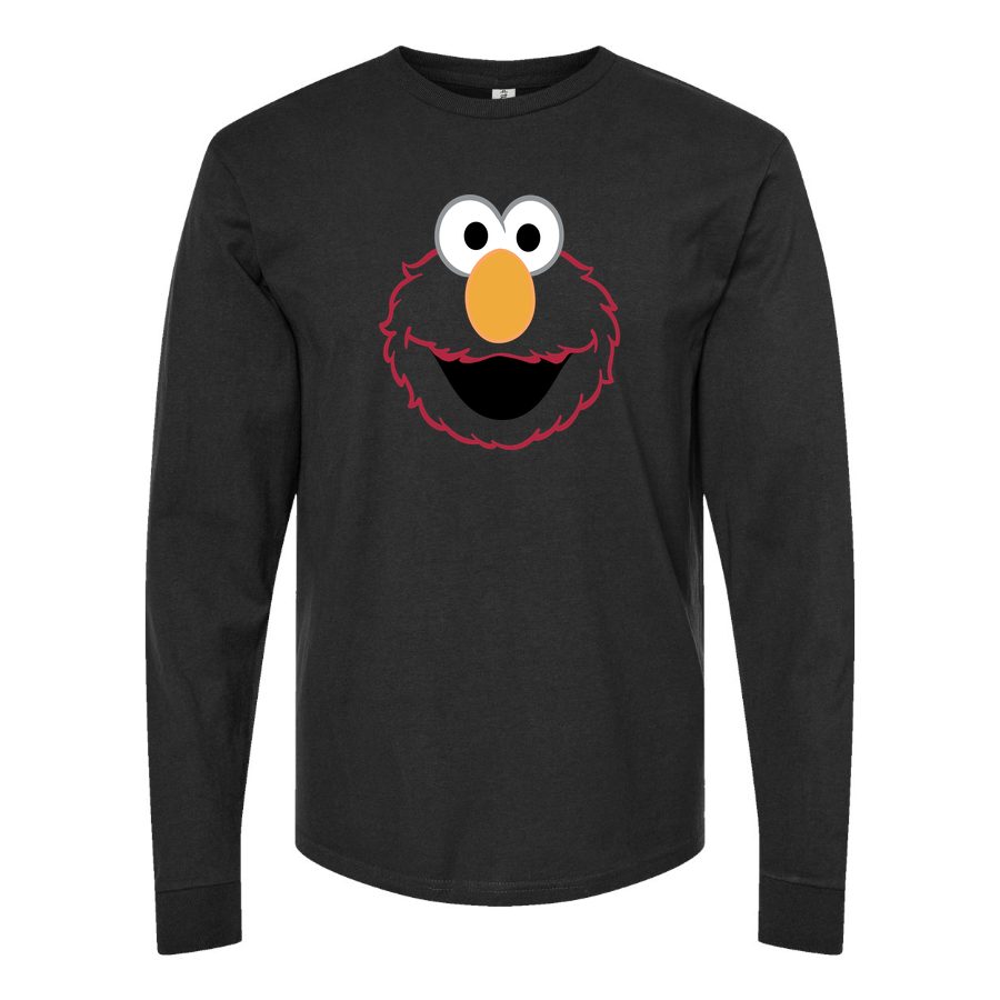 Men's Elmo Face2 Long sleeves Cotton Blend T-Shirt - Black