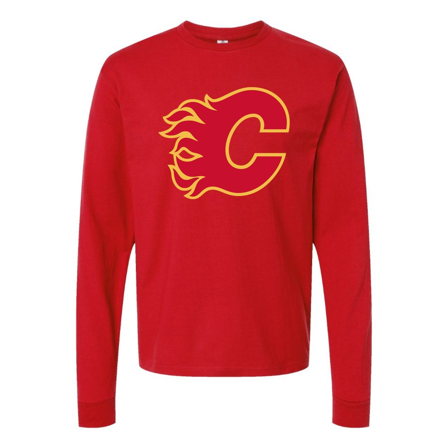 Men's Calgary Flames Long sleeves Cotton Blend T-Shirt - Red