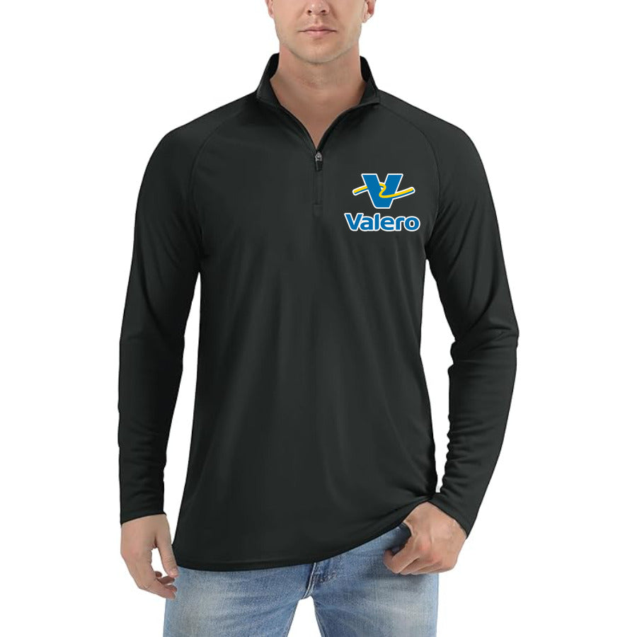 Valero Gas Station Logo quarter-zip athletic shirt in Black