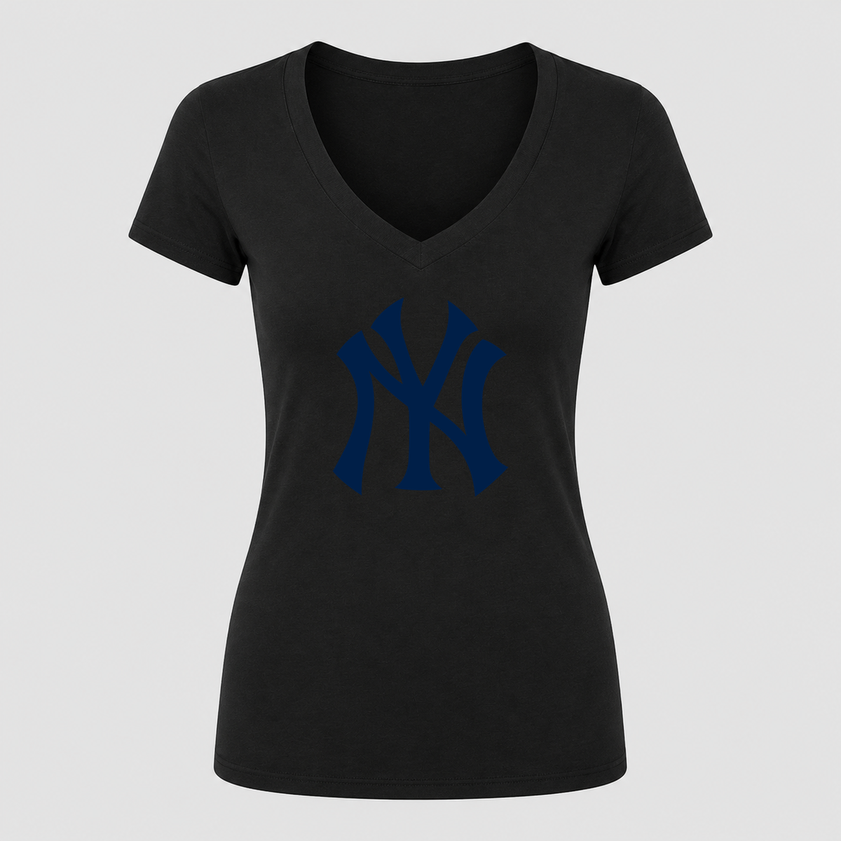 Women's New York Yankees V Neck T-Shirt in black