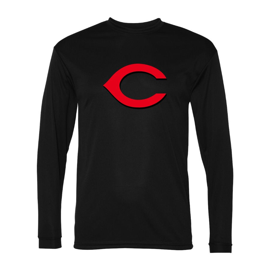 Men's Cincinnati Reds Polyester Long Sleeve T-Shirt - Black