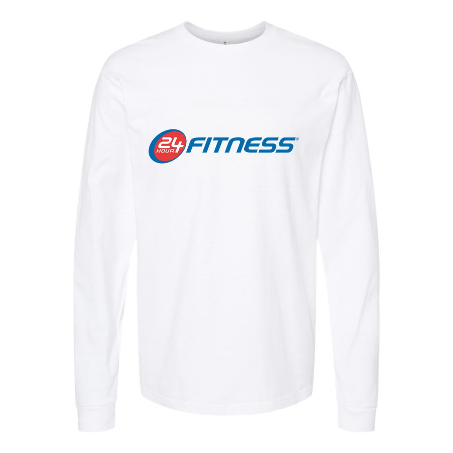Men's 24-Hour-Fitness-logo-1536x901 Long sleeves Cotton Blend T-Shirt - White