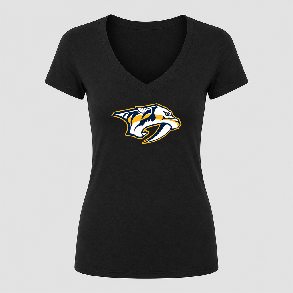 Women's Nashville Predators V Neck T-Shirt in black