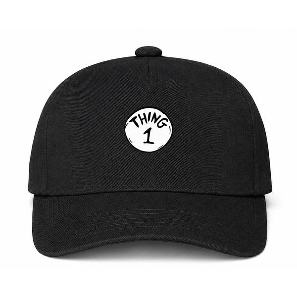 Dr. Seuss Thing 1 Logo Black Dad Baseball Cap Hat