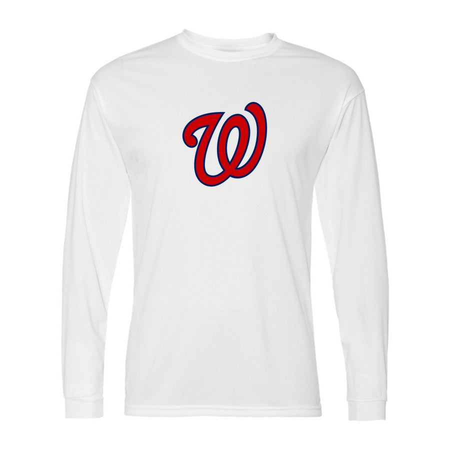 Men's Washington Nationals Polyester Long Sleeve T-Shirt - White