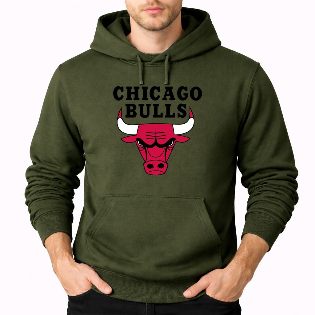Men's Chicago bulls black Pullover Hoodie - Army Green