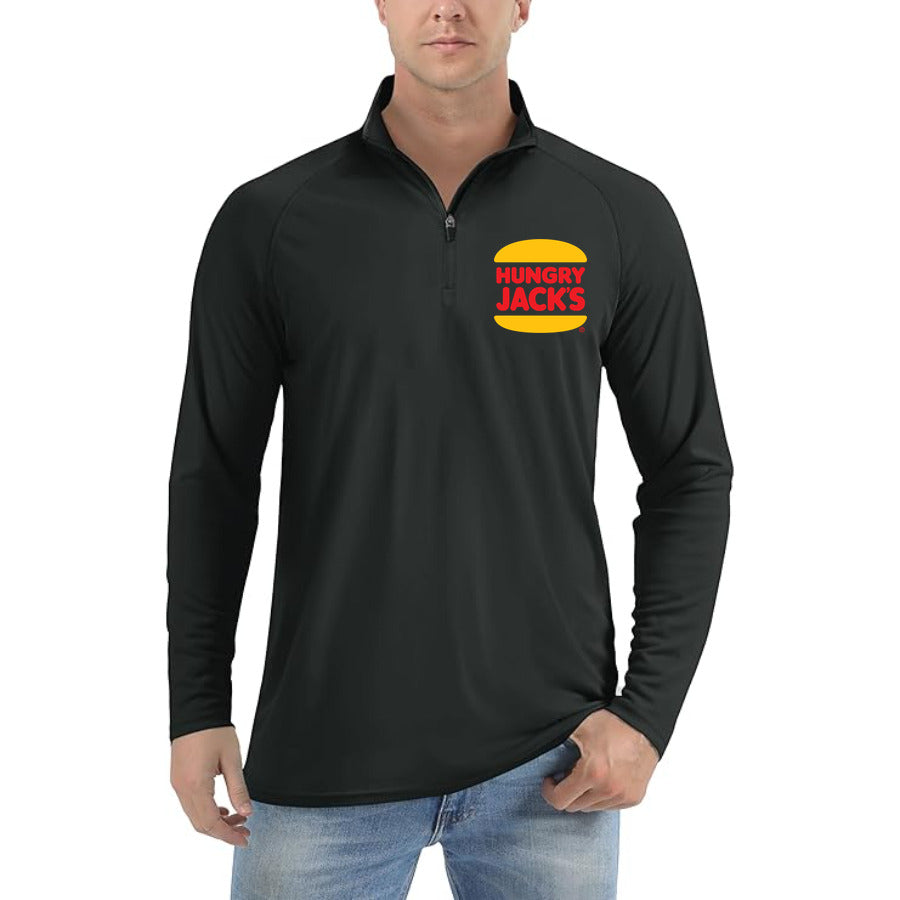 Logo Hungry Jacks quarter-zip athletic shirt in Black