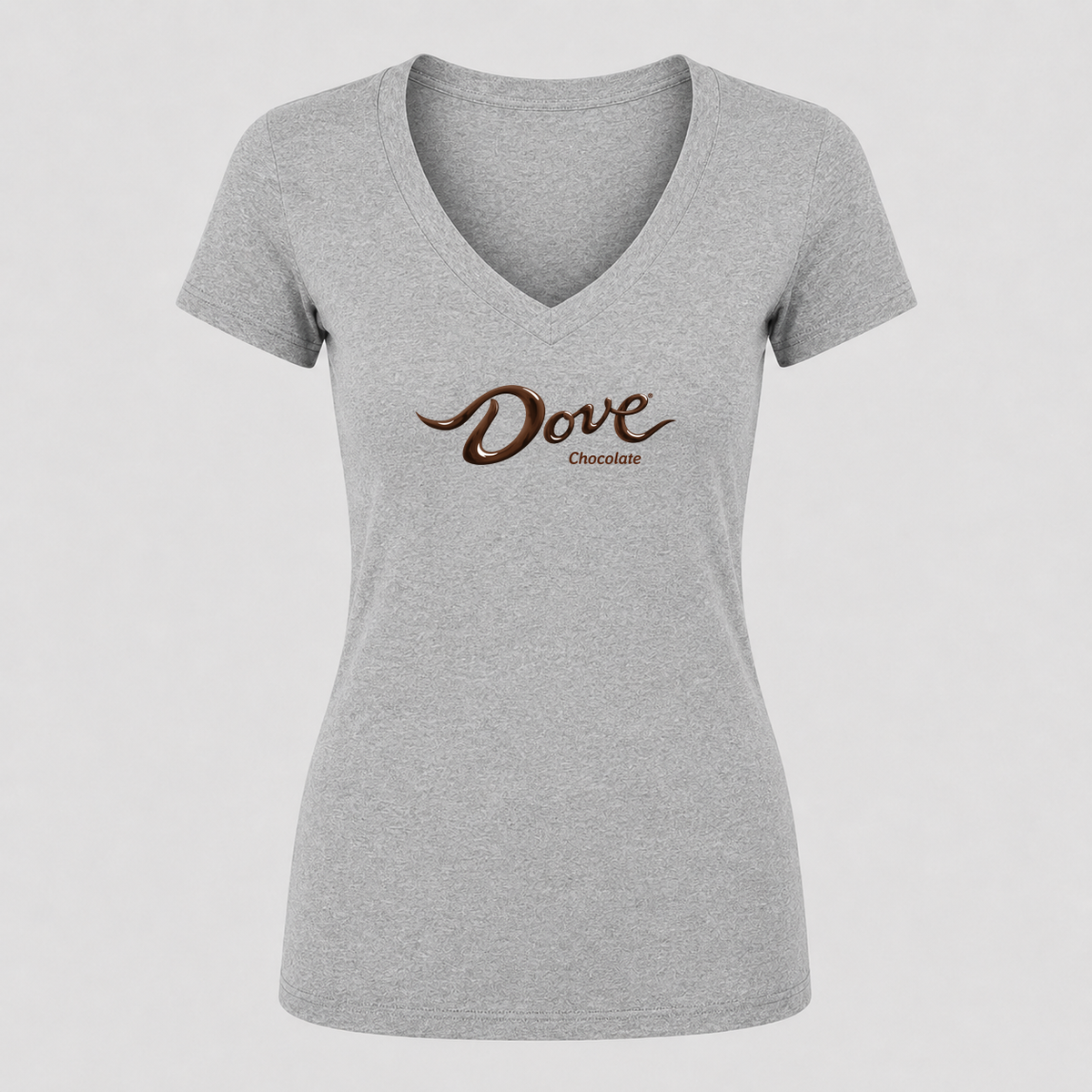 Women's Dove Chocolate V Neck T-Shirt in gray