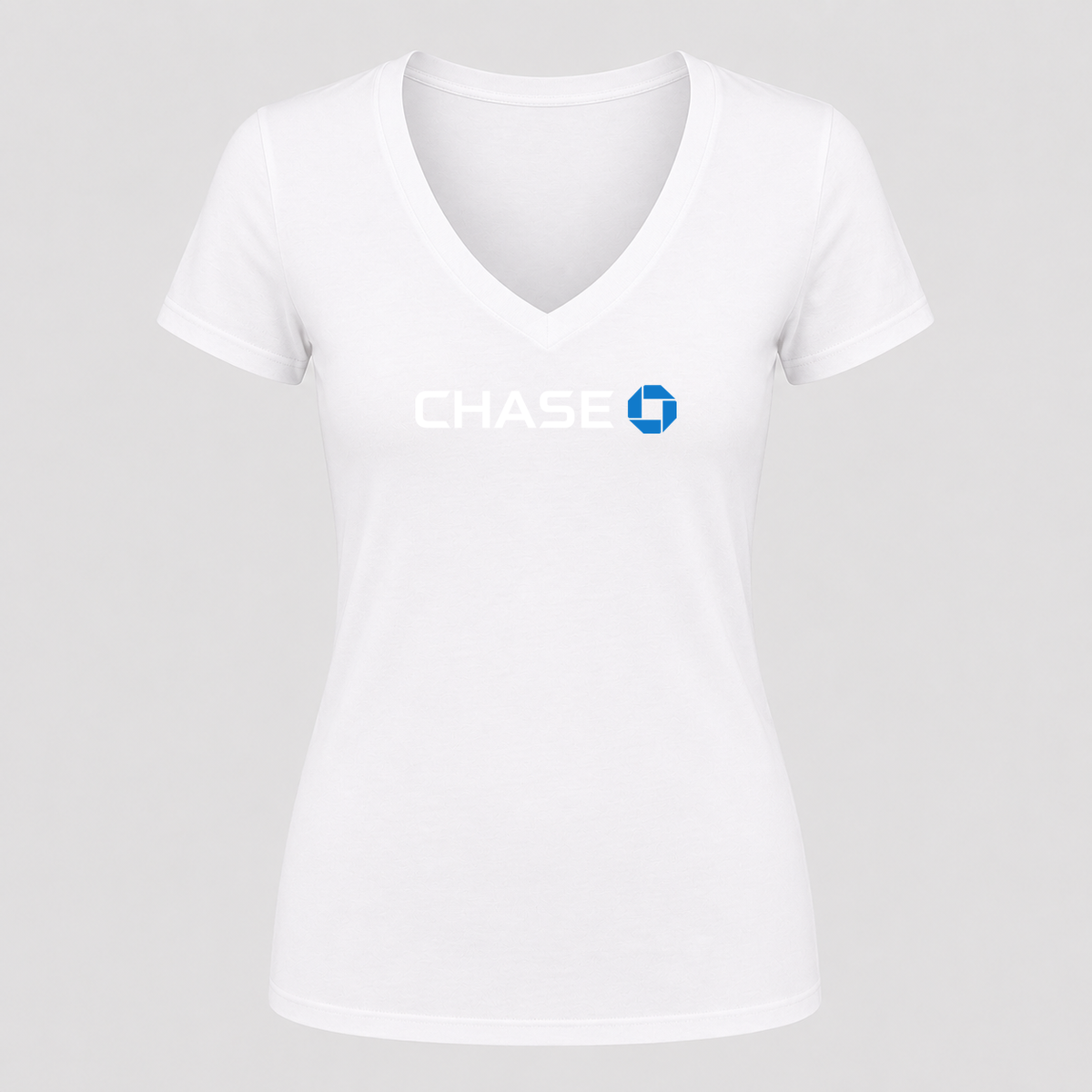 Women's Chase White Design V Neck T-Shirt in white