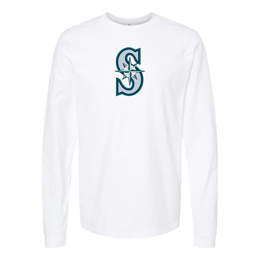 Men's Seattle Mariners Long sleeves Cotton Blend T-Shirt - White
