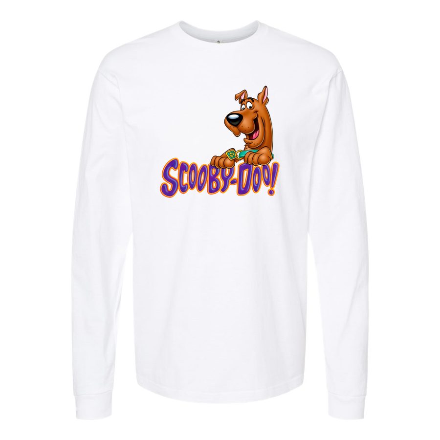 Men's Scooby-Doo-Logo-768x432 Long sleeves Cotton Blend T-Shirt - White