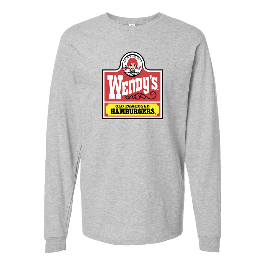 Men's wendys-logo-png-transparent Long sleeves Cotton Blend T-Shirt - Gray