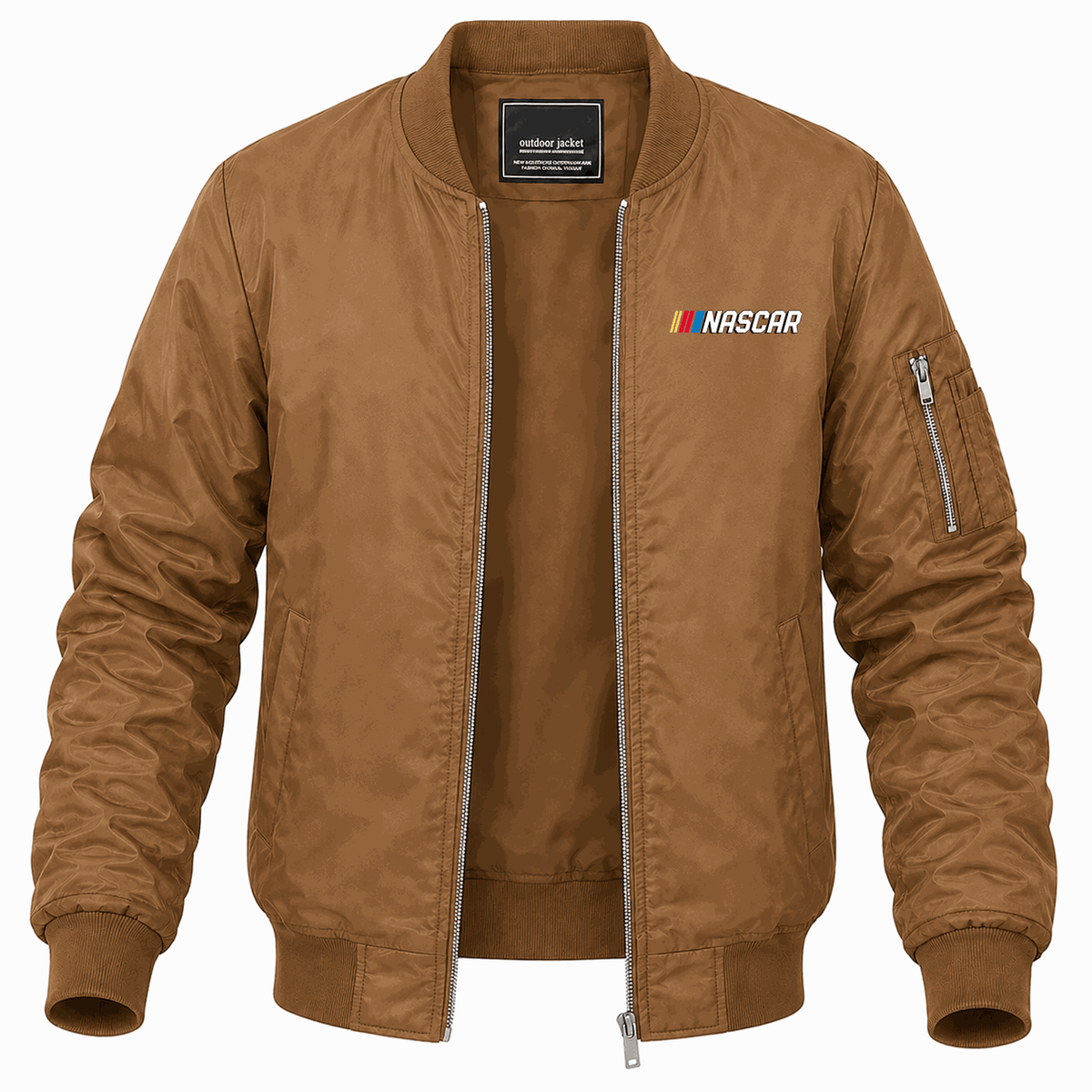 Men's NASCAR Logo Lightweight Bomber Jacket - Brown
