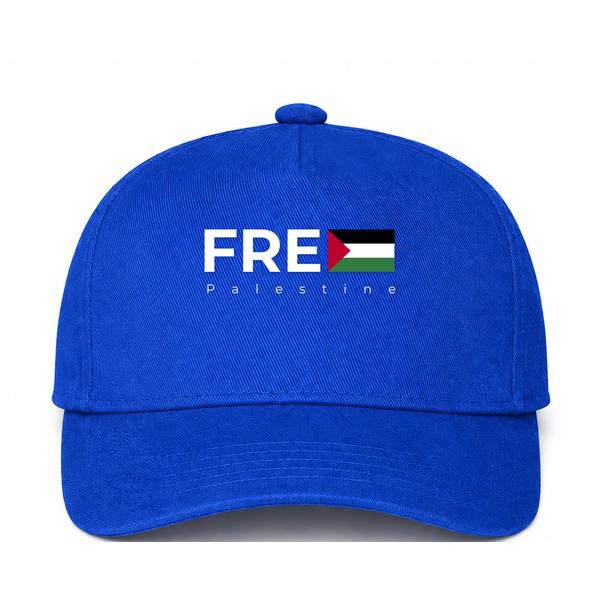 Free Palestine White Logo Blue Dad Baseball Cap Hat