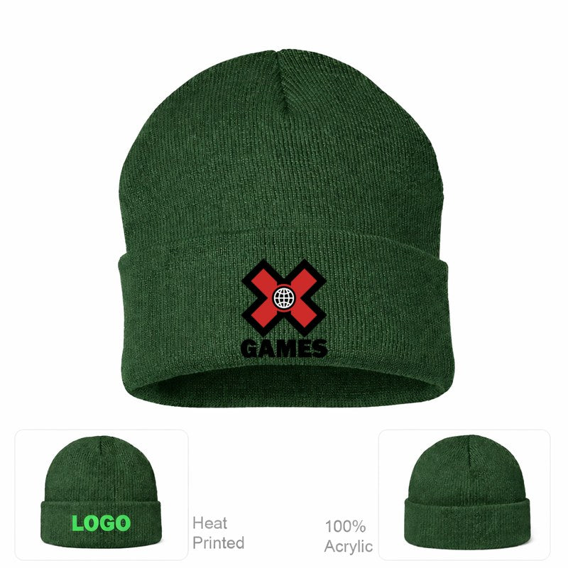 X Games Black Logo Forest Green Beanie Hat