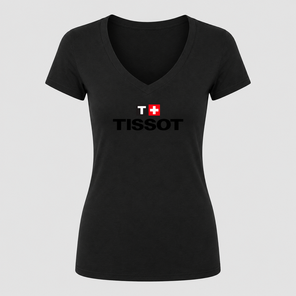 Women's Tissot V Neck T-Shirt in black