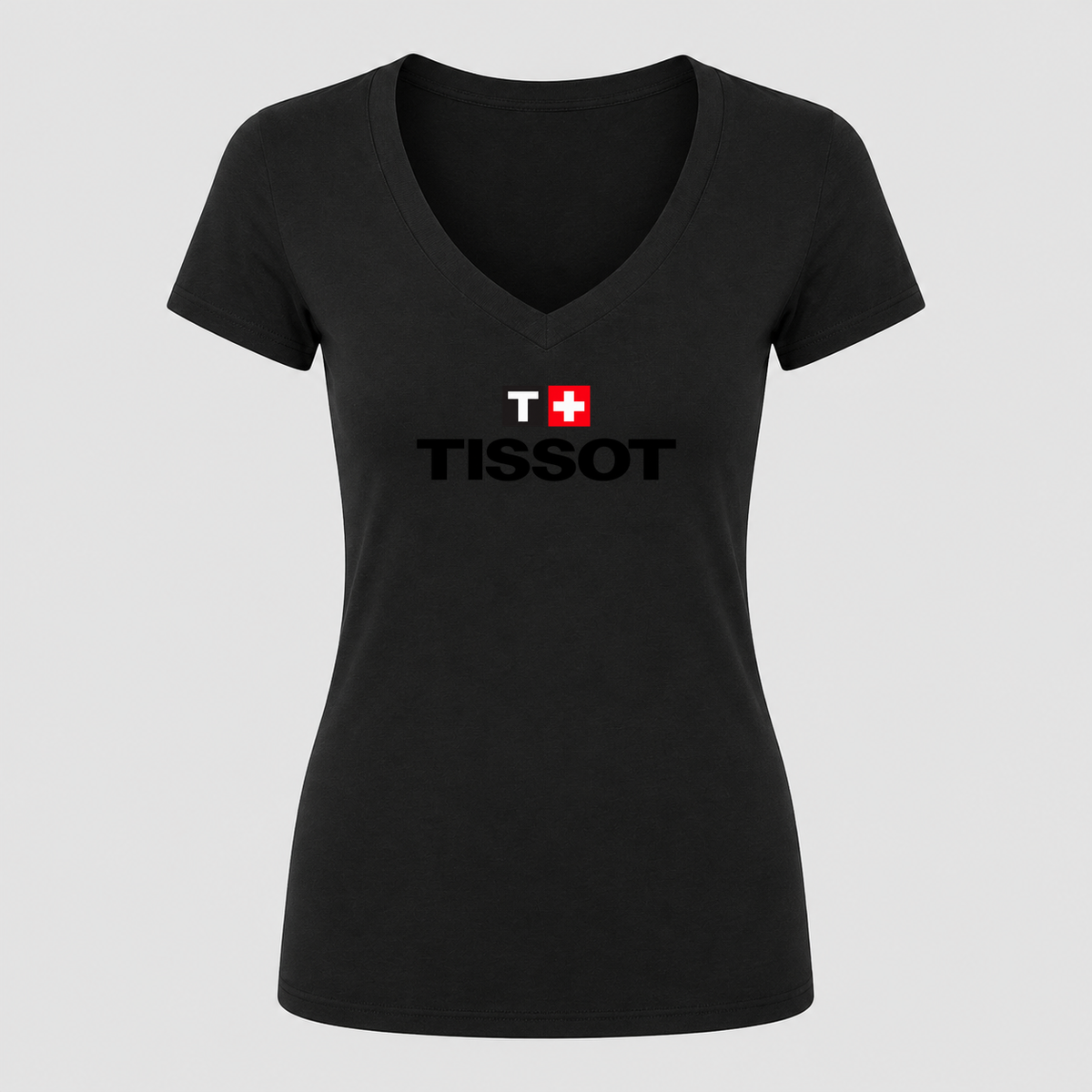 Women's Tissot V Neck T-Shirt in black