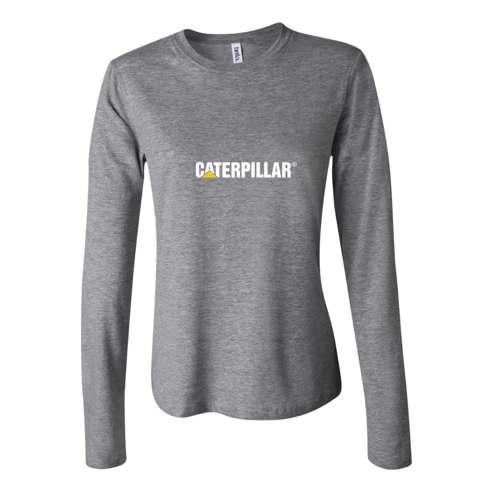 Women's Caterpillar Logo White Long Sleeve T-Shirt - Gray