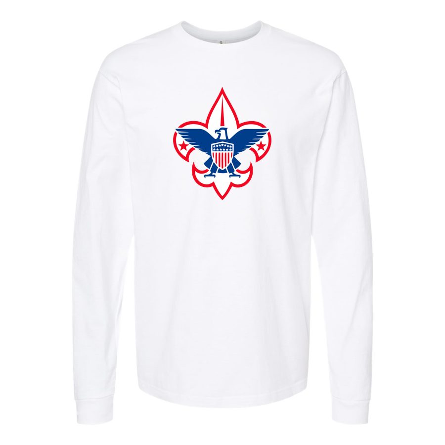 Men's Boy-Scout-Logo-1536x864 Long sleeves Cotton Blend T-Shirt - White