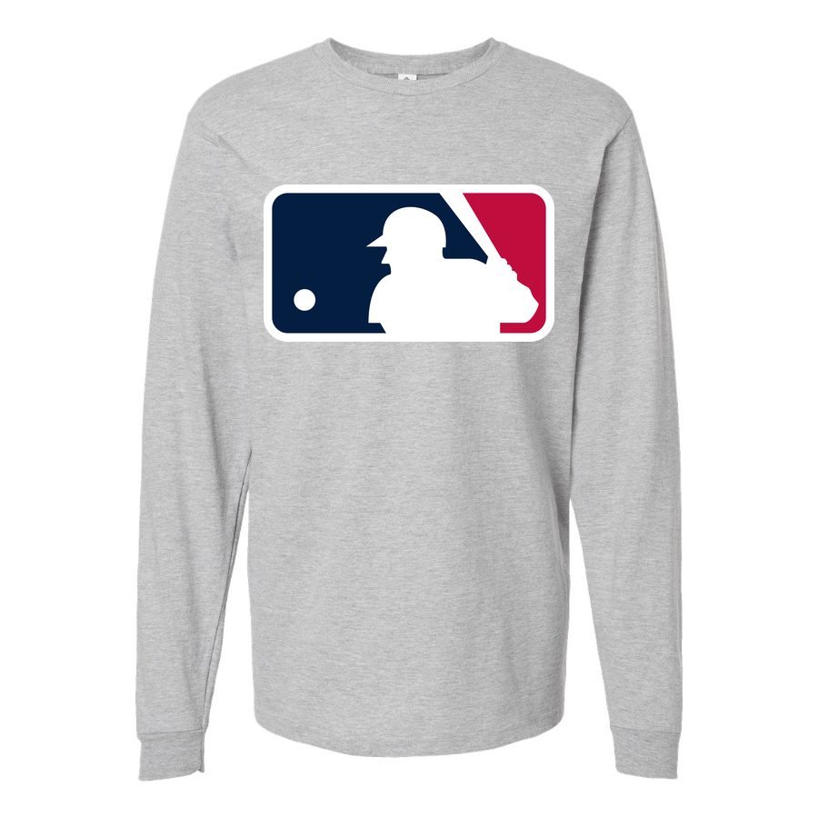 Men's Major League Baseball logo Long sleeves Cotton Blend T-Shirt - Gray