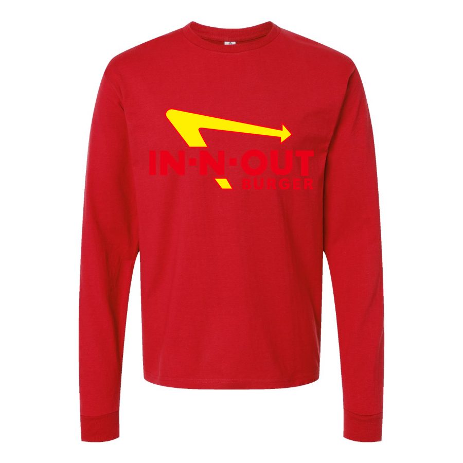 Men's In-N-Out-Burger-Logo-1536x864 Long sleeves Cotton Blend T-Shirt - Red