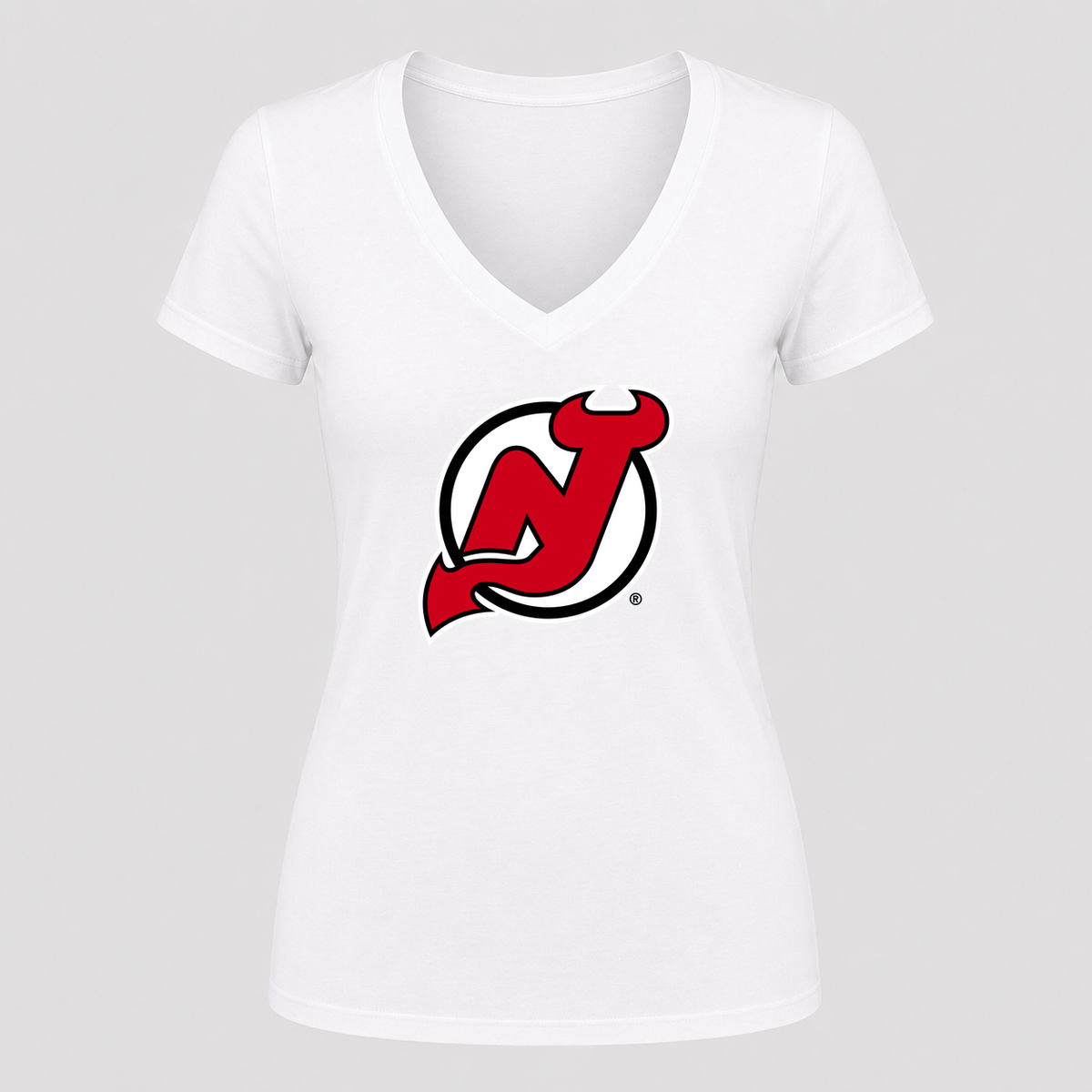 Women's New Jersey Devils V Neck T-Shirt in white