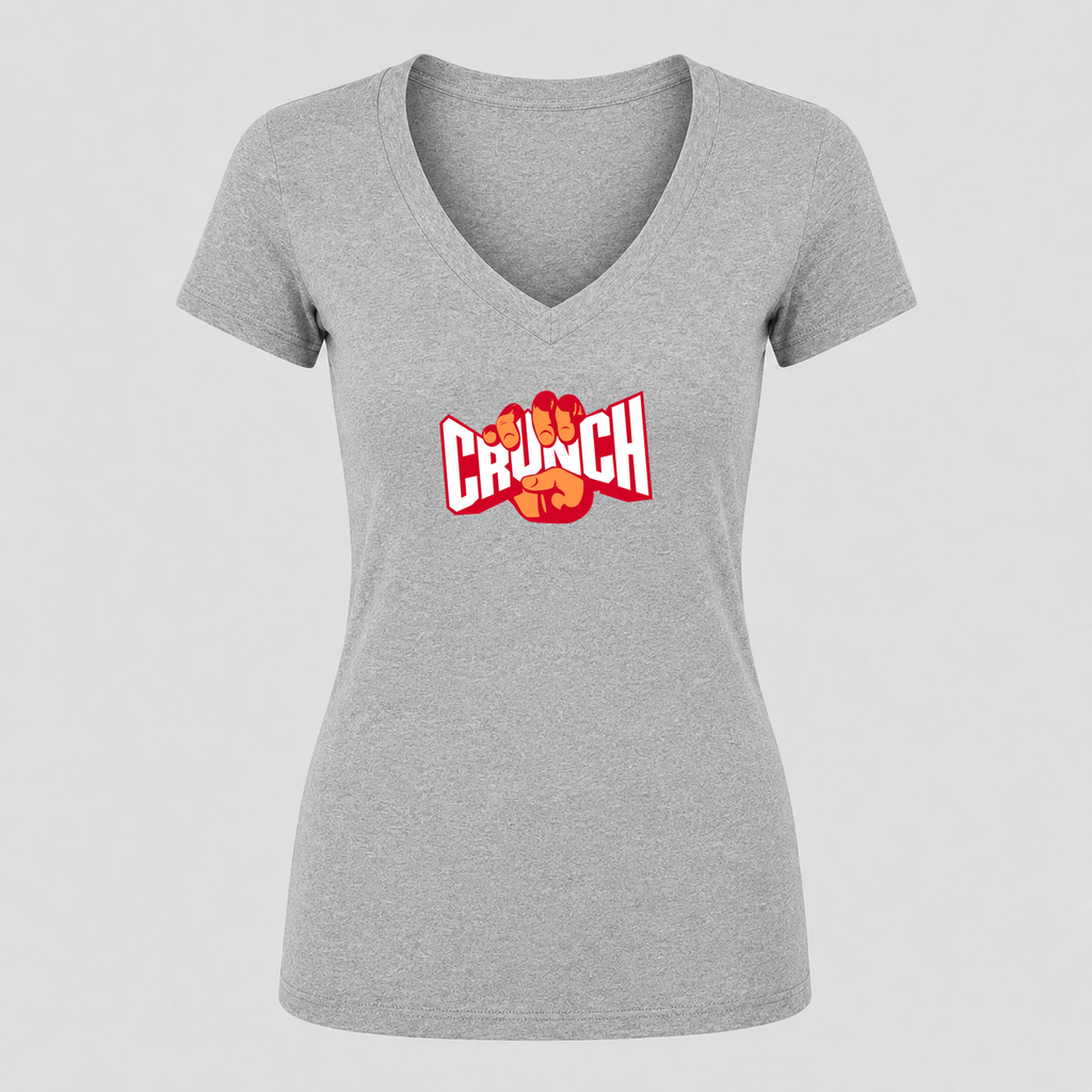 Women's Crunch Fitness V Neck T-Shirt in gray