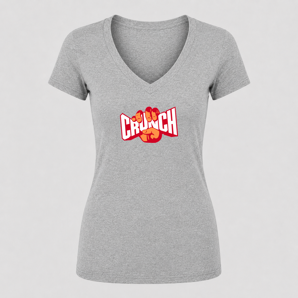 Women's Crunch Fitness V Neck T-Shirt in gray