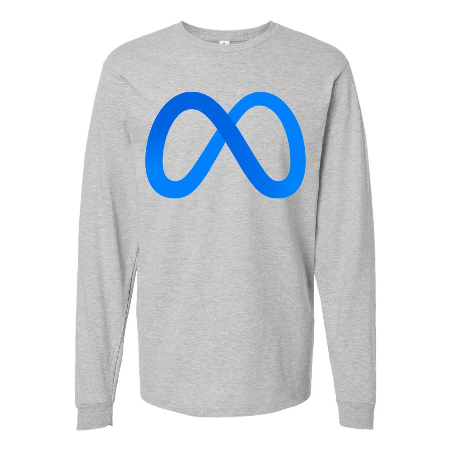 Men's Meta Logo Long sleeves Cotton Blend T-Shirt - Gray