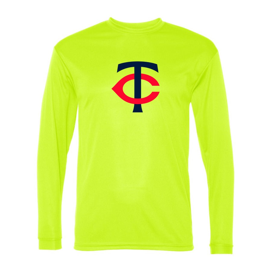 Men's Minnesota Twins Polyester Long Sleeve T-Shirt - Safety Yellow