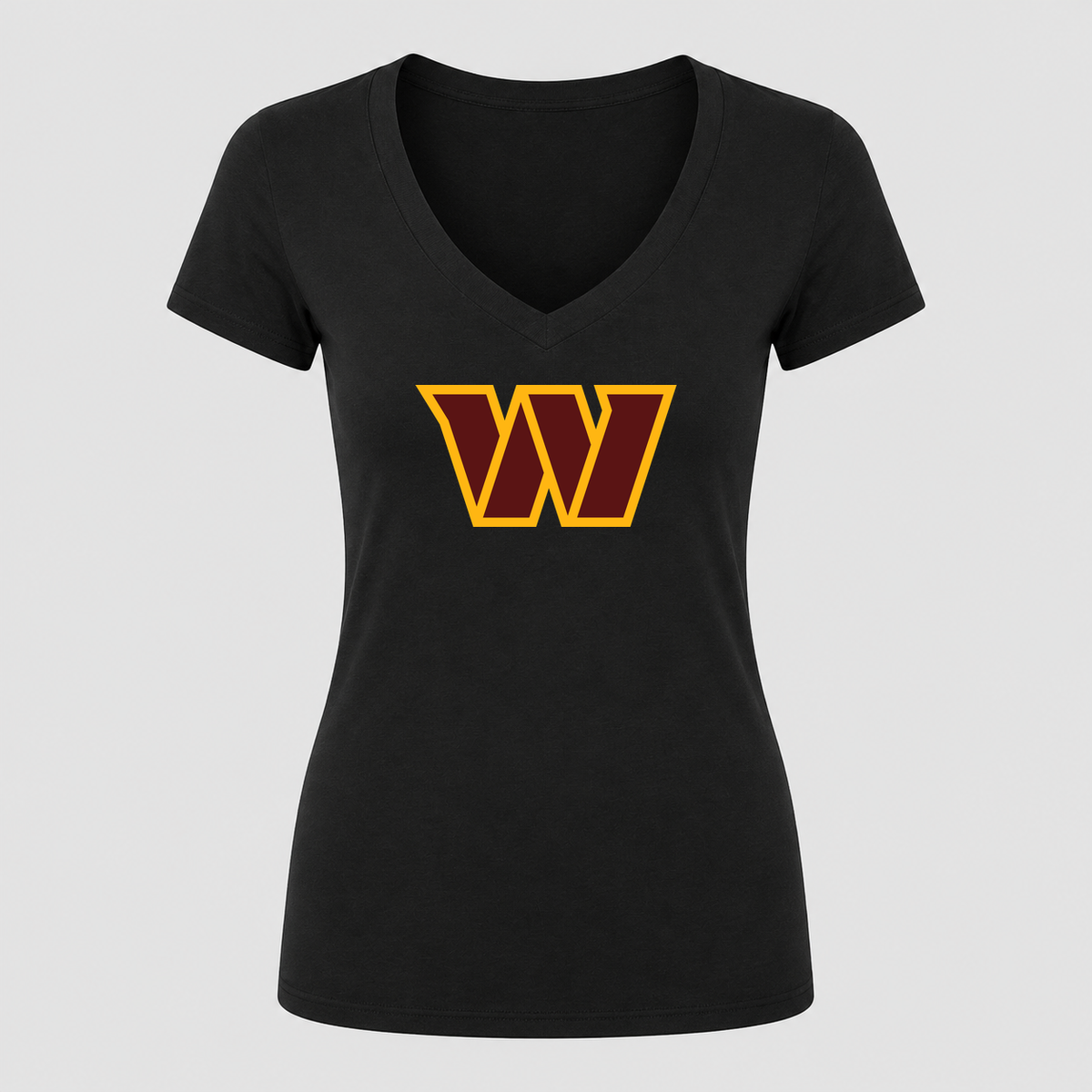 Women's Washington Commanders V Neck T-Shirt in black