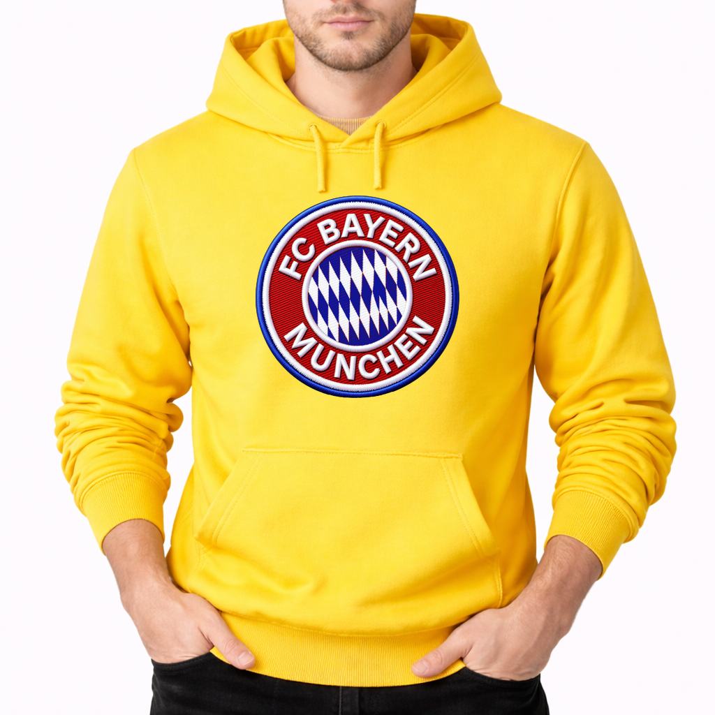 Men's FC Bayern Munich Soccer Embroidery Pullover Hoodie - Yellow