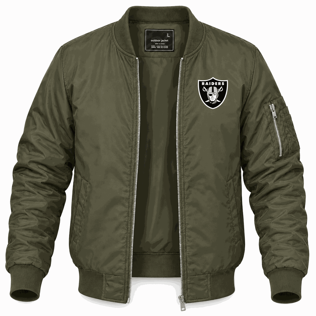 Men's Las Vegas Raiders Lightweight Bomber Jacket - Army Green