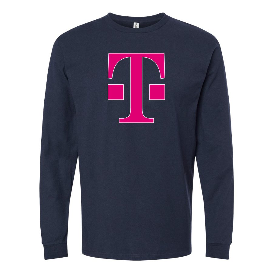 Men's T-Mobile-Logo-PNG-HD Long sleeves Cotton Blend T-Shirt - Navy
