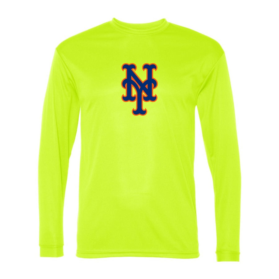 Men's New York Mets Polyester Long Sleeve T-Shirt - Safety Yellow
