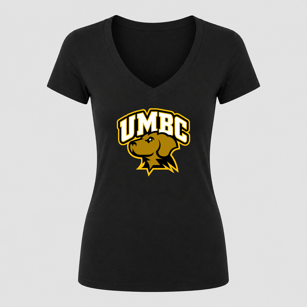 Women's UMBC Retrievers V Neck T-Shirt in black
