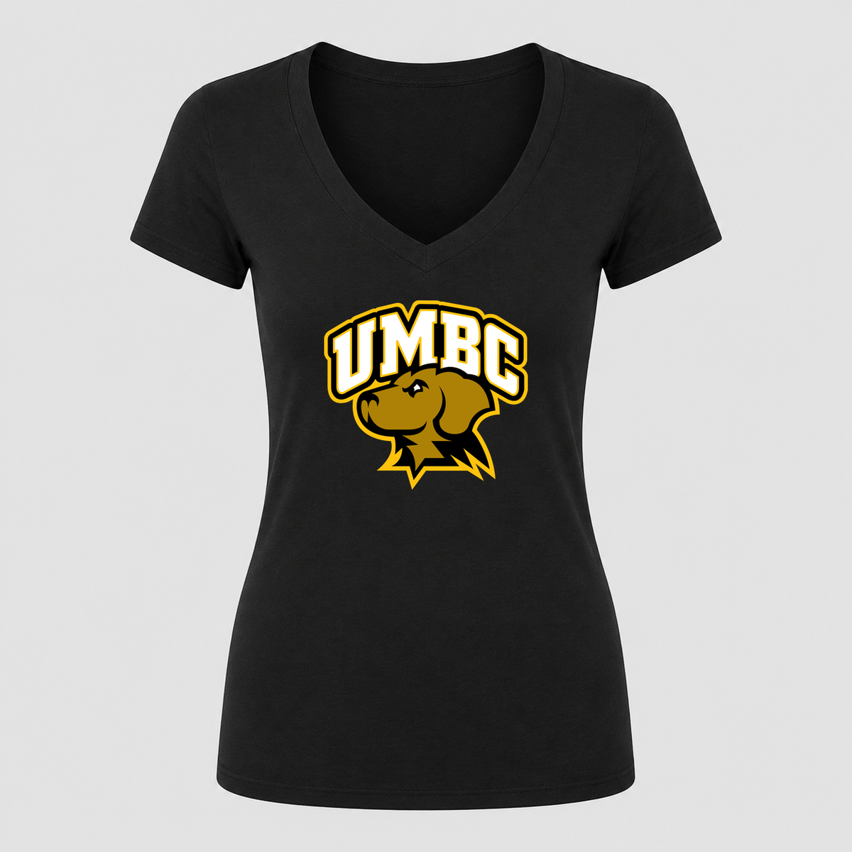 Women's UMBC Retrievers V Neck T-Shirt in black