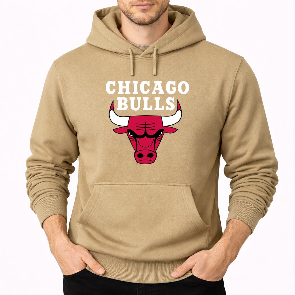 Men's Chicago bulls white Pullover Hoodie - Tan