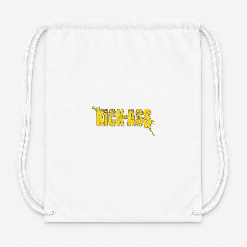 20822 3 Kick Ass Picture Drawstring Bag - White
