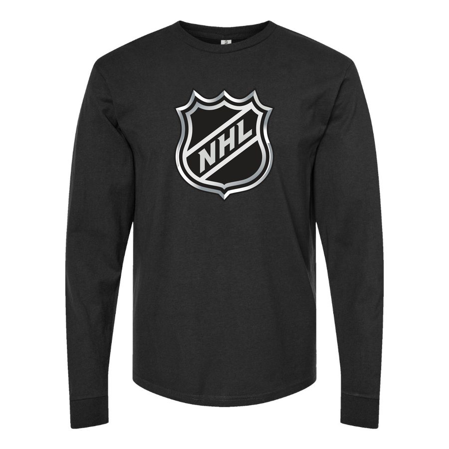 Men's NHL Shield Long sleeves Cotton Blend T-Shirt - Black