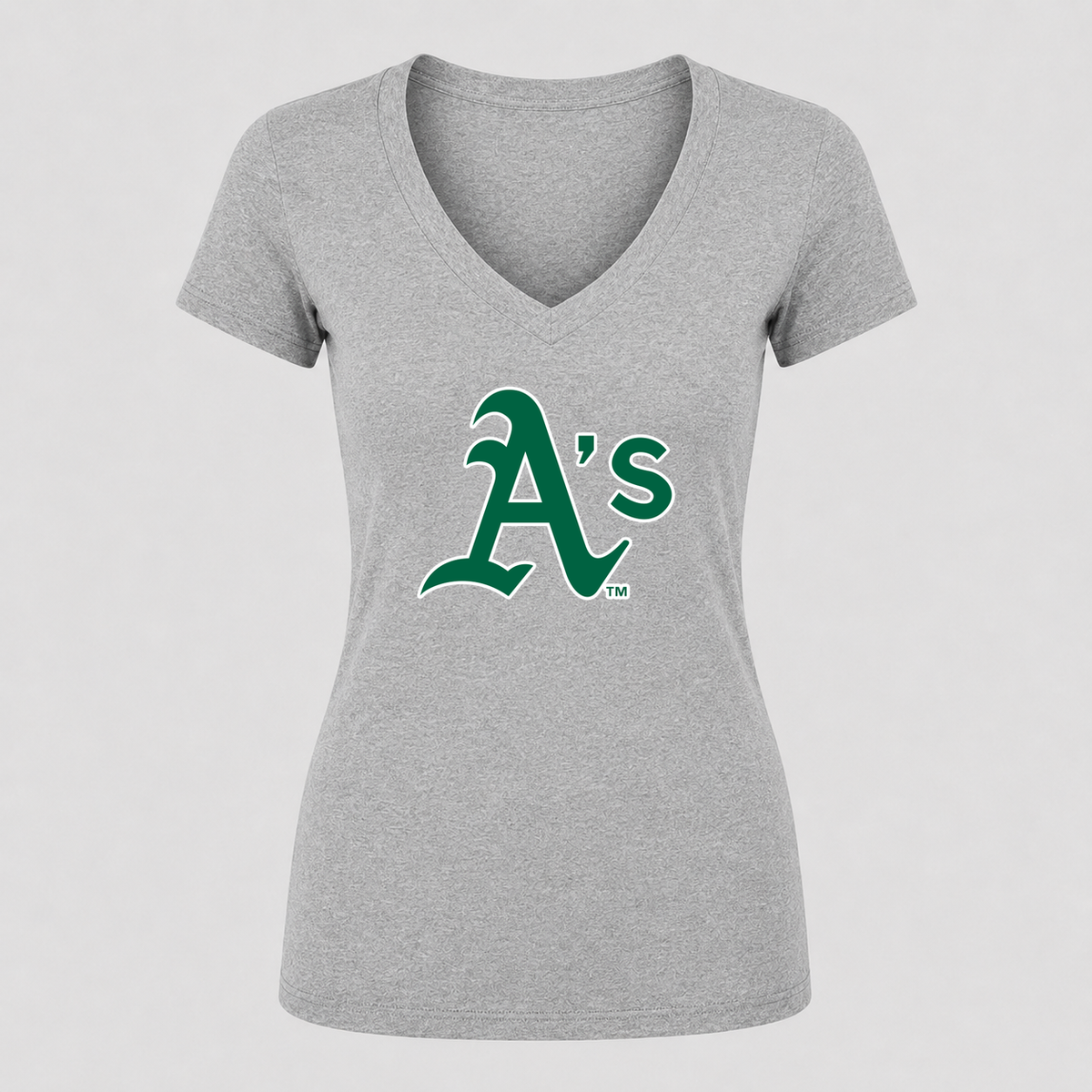 Women's Oakland Athletics V Neck T-Shirt in gray