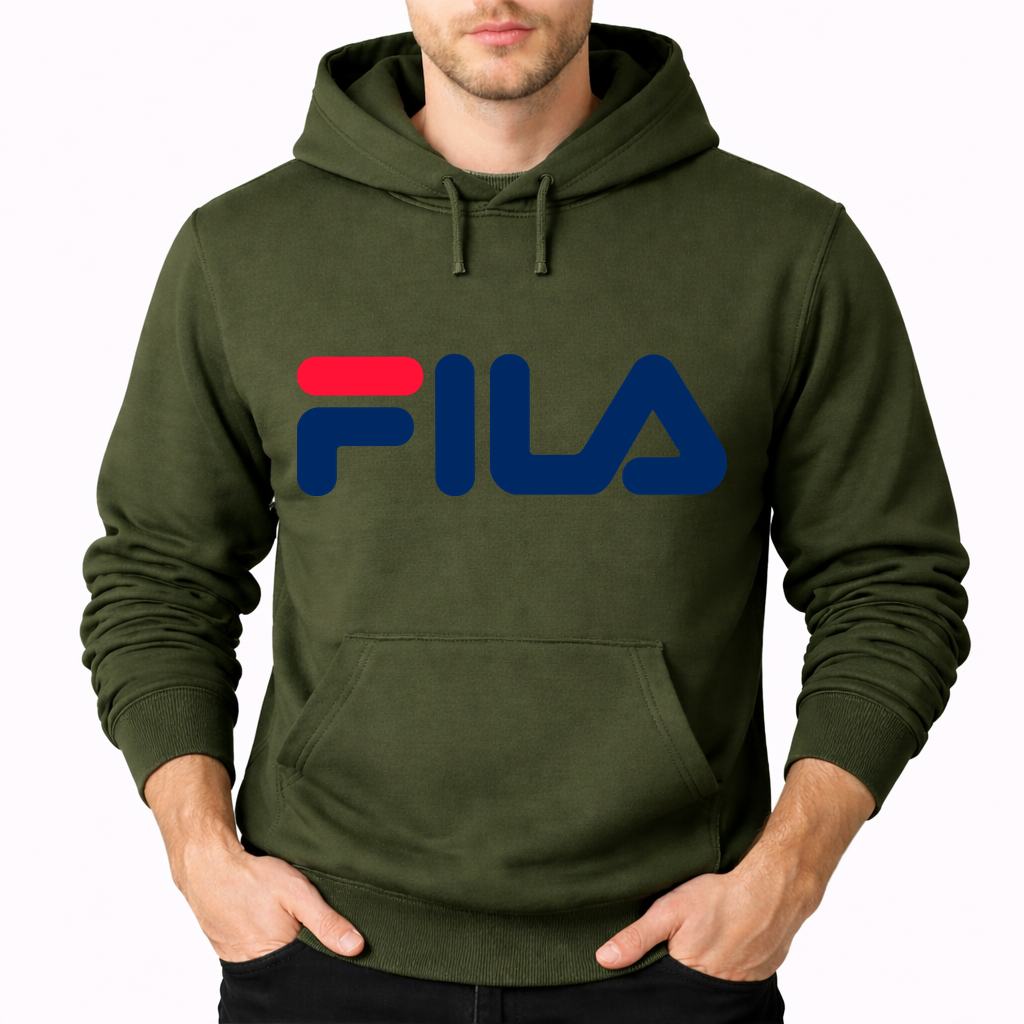 Men's Fila Pullover Hoodie - Army Green